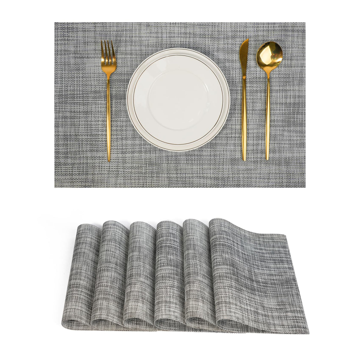 Placemats Set of 8，Non-Slip PVC Weave Table Mats Easy to Clean，Heat Resistant Place Mats for Kitchen Dining Table Decoration Indoor Outdoor，Beige