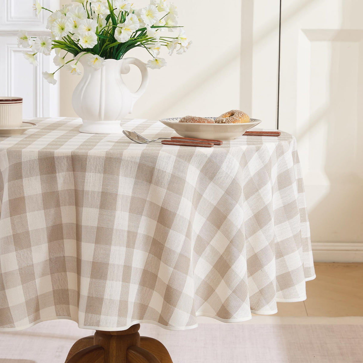 Gingham Tablecloth Rectangle Table, Cotton Linen Fabric Picnic Checkered Table Cloth Farmhouse Washable Wrinkle Free Buffalo Plaid Table Cover for Outdoor Birthday Party, Pink, 60x106