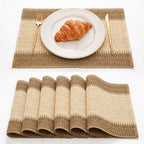 Artoid Mode Dark Green Paper Woven Stripe Placemats Set of 4-12x18 Inch