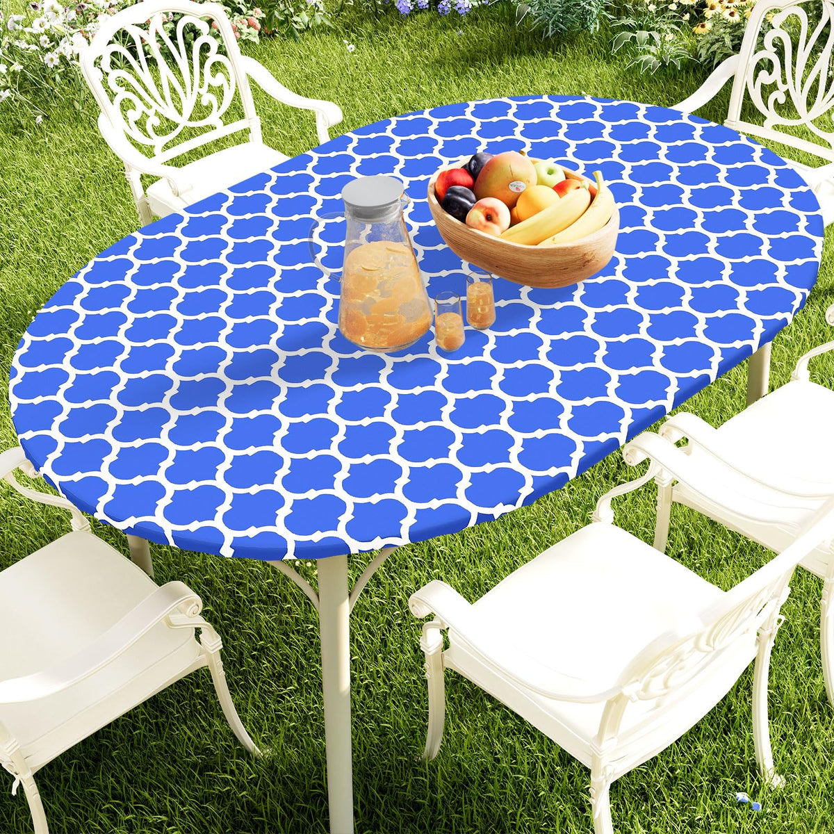 Smiry Round Picnic Tablecloth, Waterproof Elastic Fitted Table Covers for 45" - 56" Tables, Wipeable Flannel Backed Vinyl Tablecloths for Camping, Indoor, Outdoor, Brown