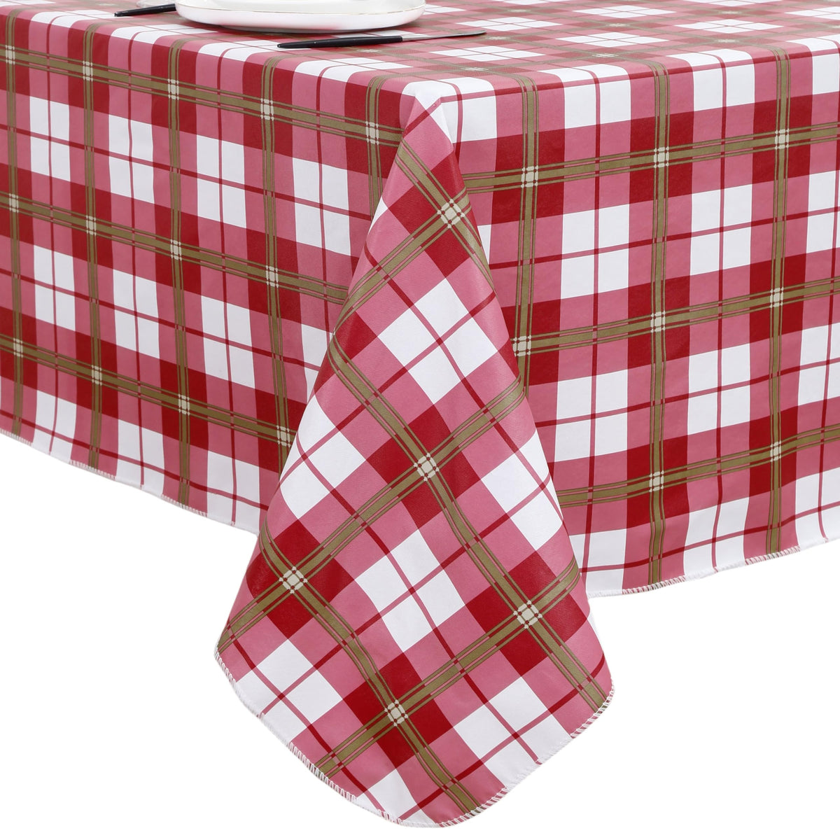 Heavy Duty Vinyl Tablecloth with Flannel Backing Waterproof Oil-Proof Plastic Table Cloth Stain-Resistant Wipeable Rectangle or Square Table Cover for Indoor and Outdoor (Color Checkered,54x54 Inch)