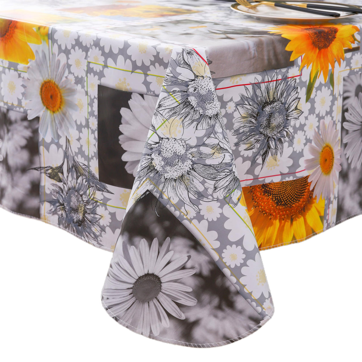 Heavy Duty Vinyl Tablecloth with Flannel Backing Waterproof Oil-Proof Plastic Table Cloth Stain-Resistant Wipeable Rectangle or Square Table Cover for Indoor and Outdoor (Color Checkered,54x54 Inch)