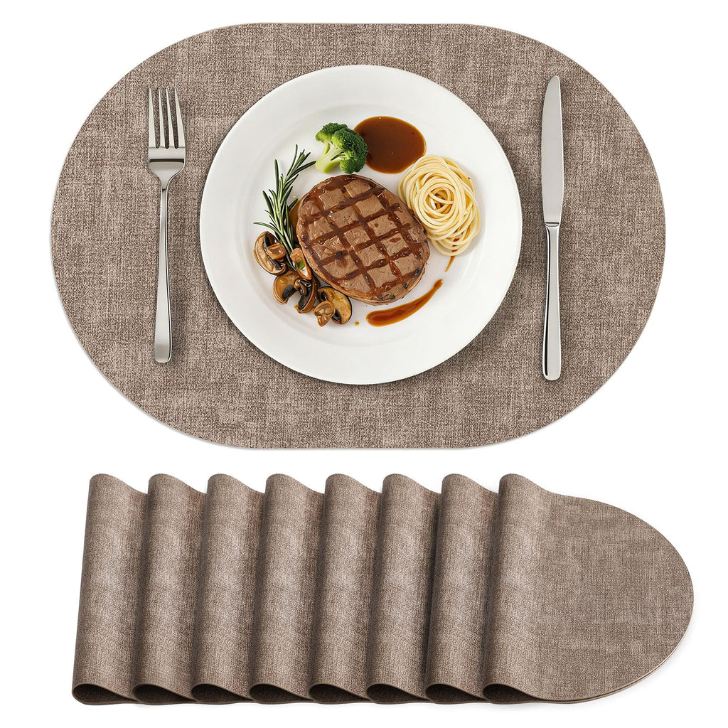 homing Heat Resistant Oval Placemats Set of 6, Light Grey