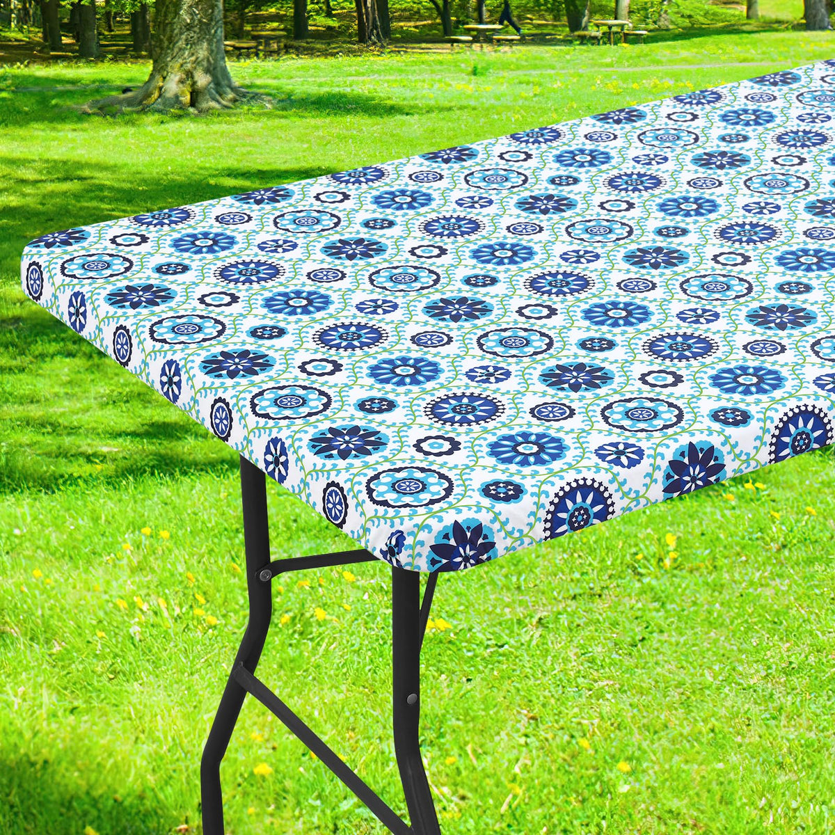 Smiry Rectangle Table Cloth, Waterproof Plastic Table Cover for 5FT Tables