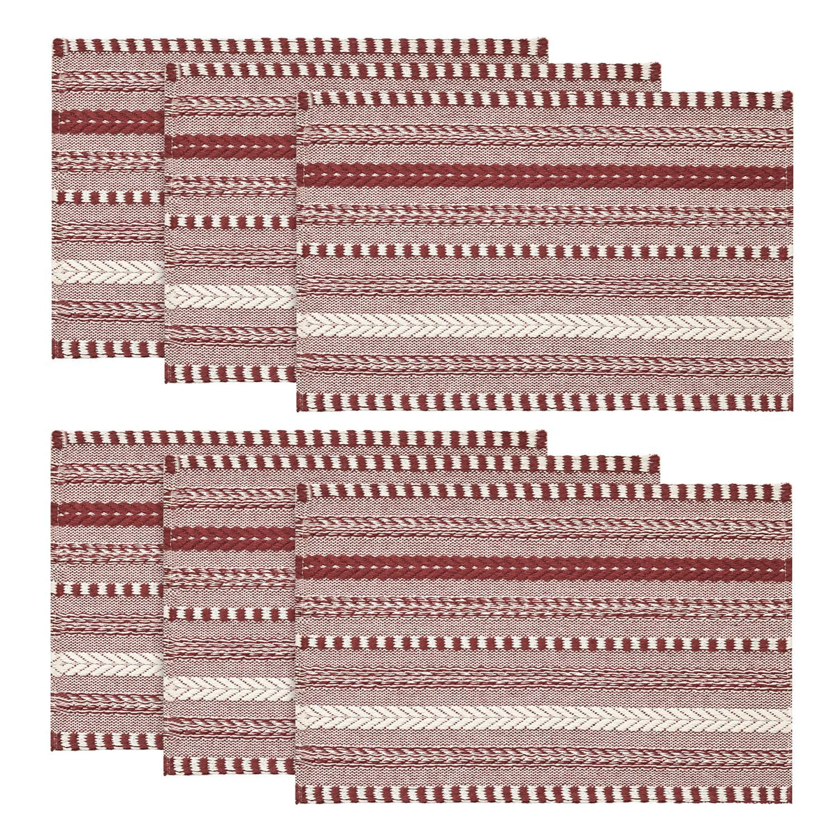 Artoid Mode Light Coffee Woven Braided Stripe Placemats Set of 4-12x18 Inch