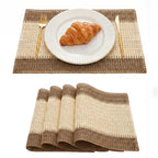 Artoid Mode Dark Green Paper Woven Stripe Placemats Set of 4-12x18 Inch