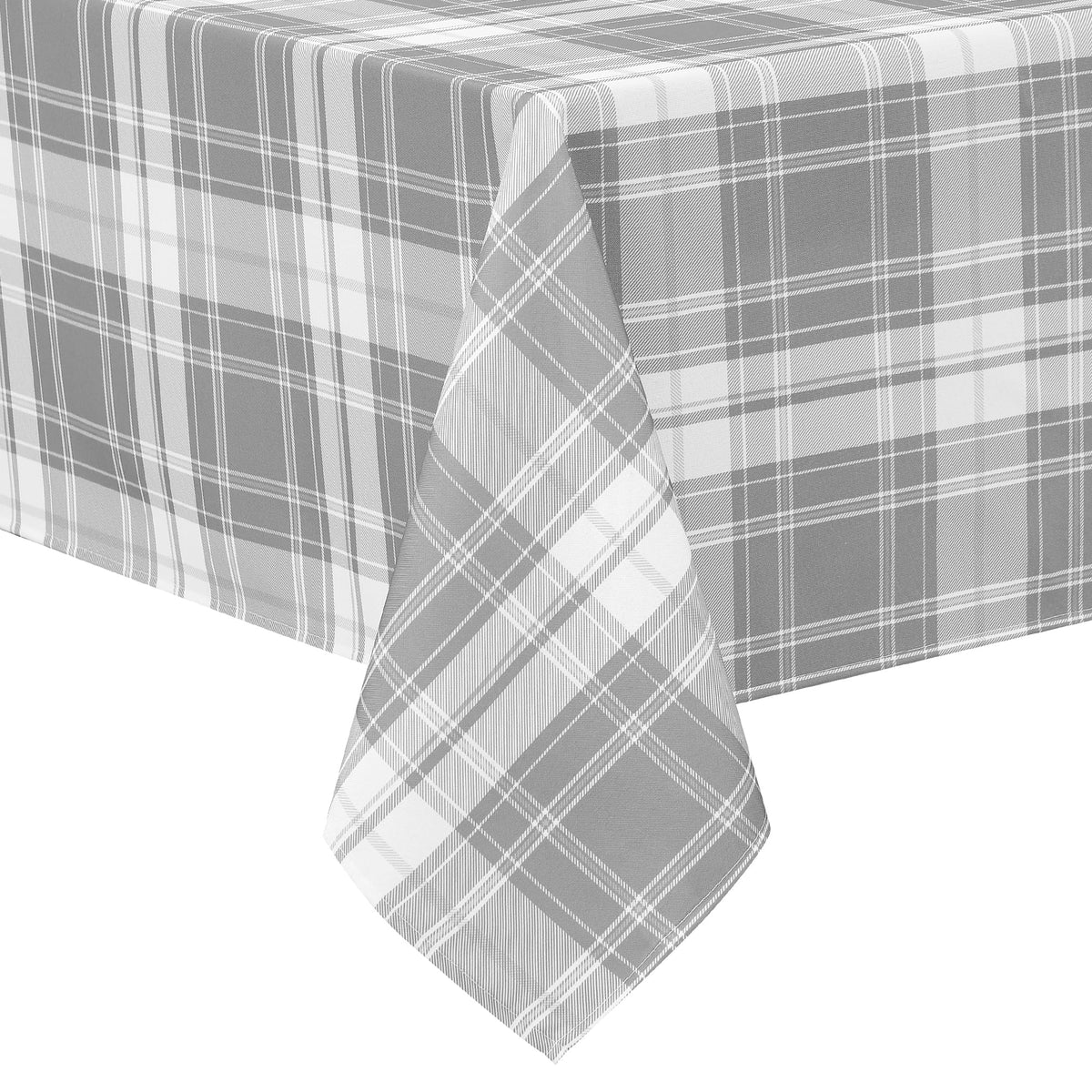 Hiasan Printed Gingham Tablecloth 90 Inch Round Waterproof, Khaki