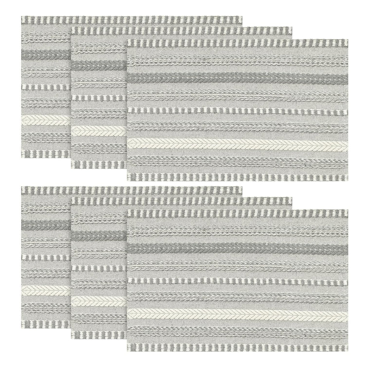 Artoid Mode Light Coffee Woven Braided Stripe Placemats Set of 4-12x18 Inch
