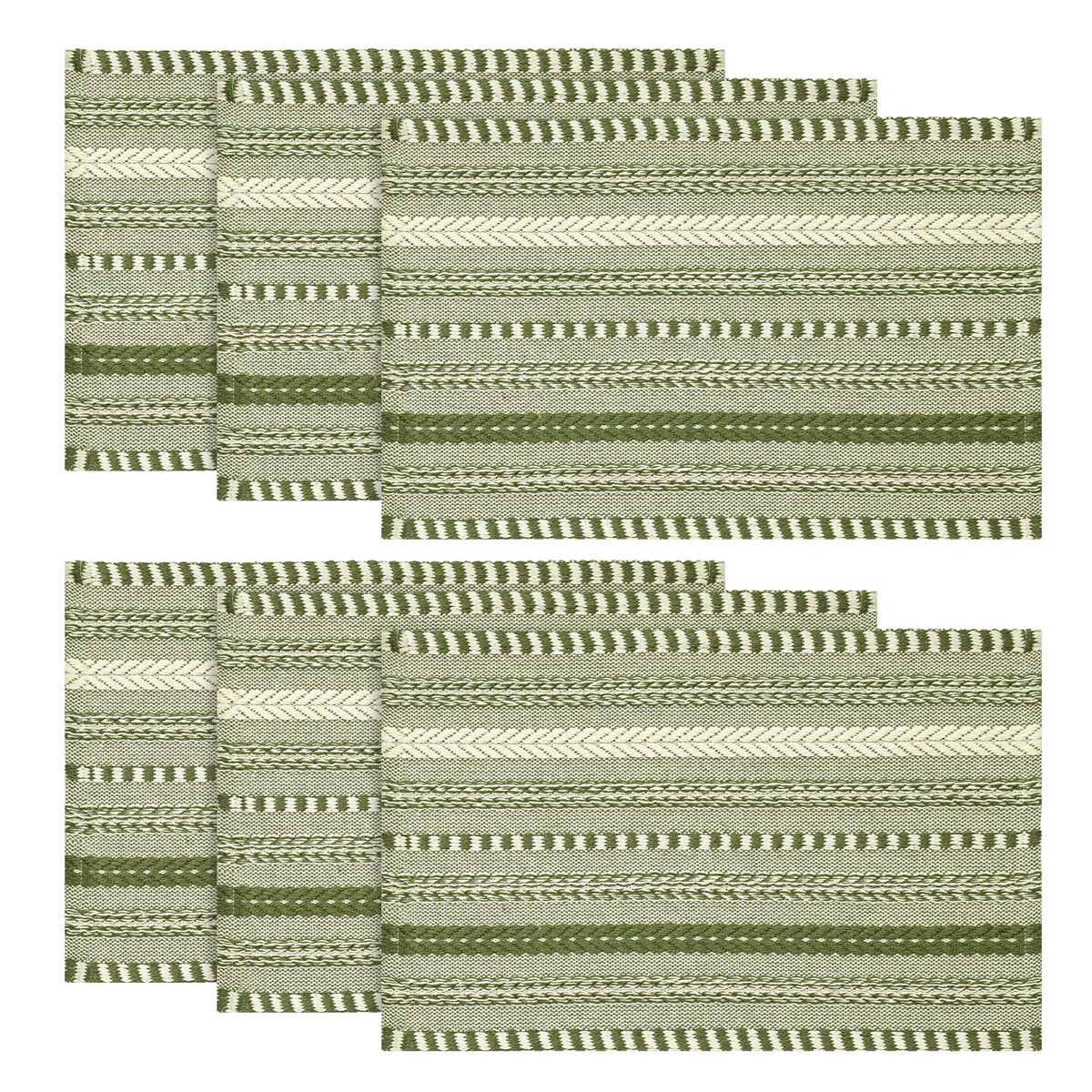 Artoid Mode Light Coffee Woven Braided Stripe Placemats Set of 4-12x18 Inch