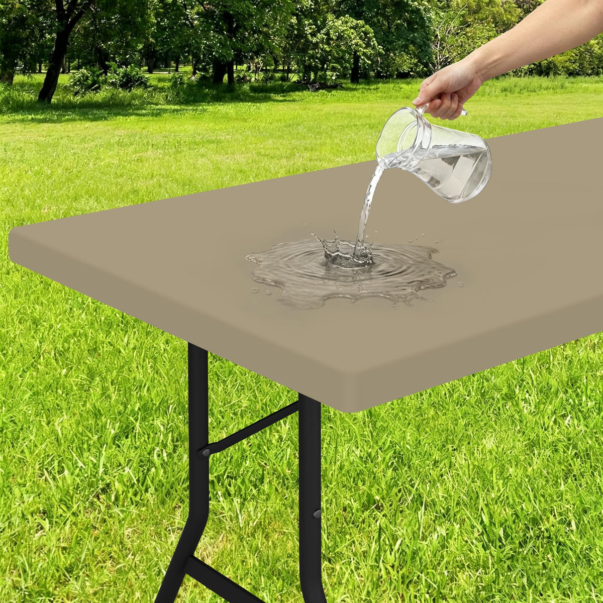 Smiry Rectangle Tablecloth, Elastic Fitted Flannel Backed Vinyl Tablecloths for 6ft Folding Tables, Waterproof Wipeable Table Covers for Indoor, Outdoor, Picnic and Camping (Red, 30"x72")