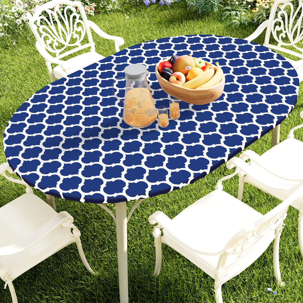 Smiry Round Picnic Tablecloth, Waterproof Elastic Fitted Table Covers for 45" - 56" Tables, Wipeable Flannel Backed Vinyl Tablecloths for Camping, Indoor, Outdoor, Brown