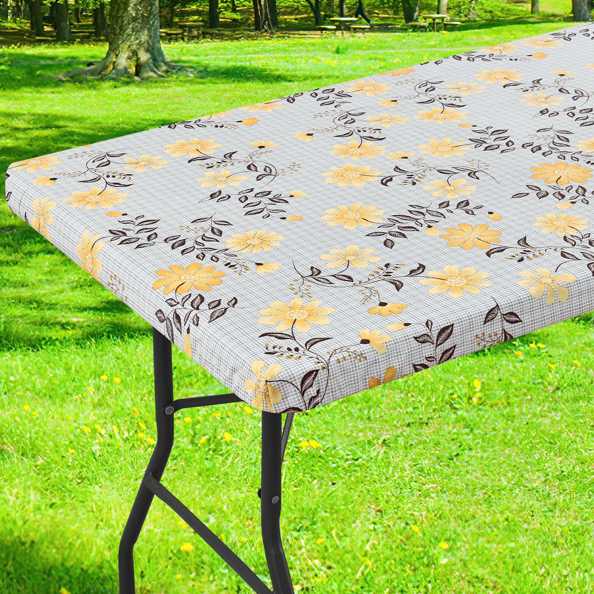 Smiry Rectangle Table Cloth, Waterproof Plastic Table Cover for 5FT Tables