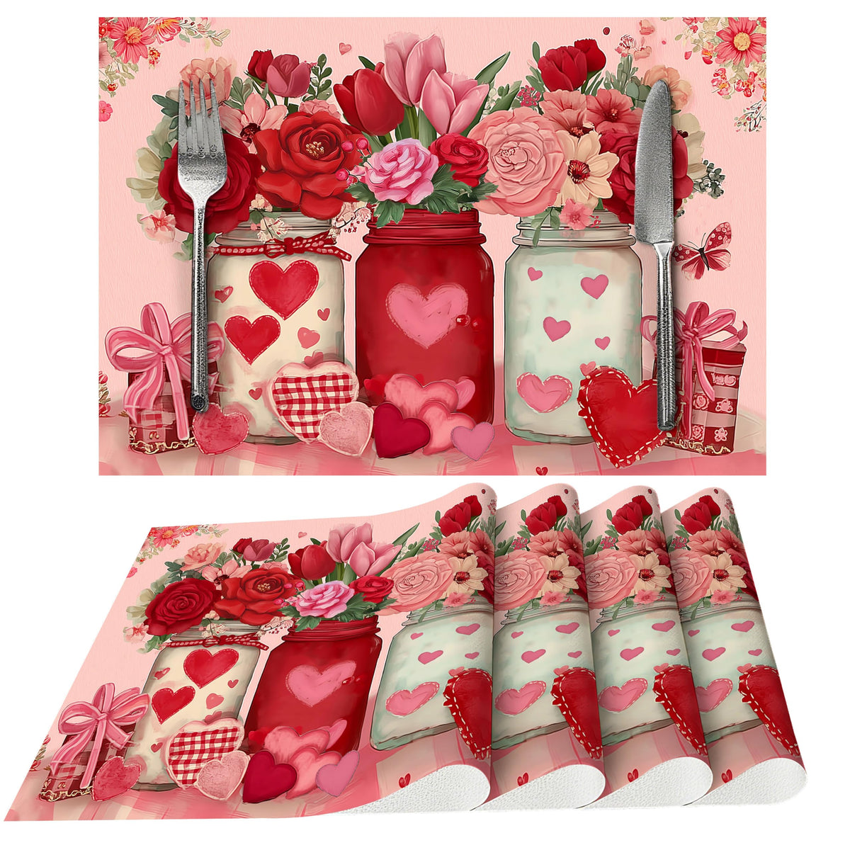 Fruits Placemats Set of 4 Washable Table Place Mats for Dining Kitchen Party Decor