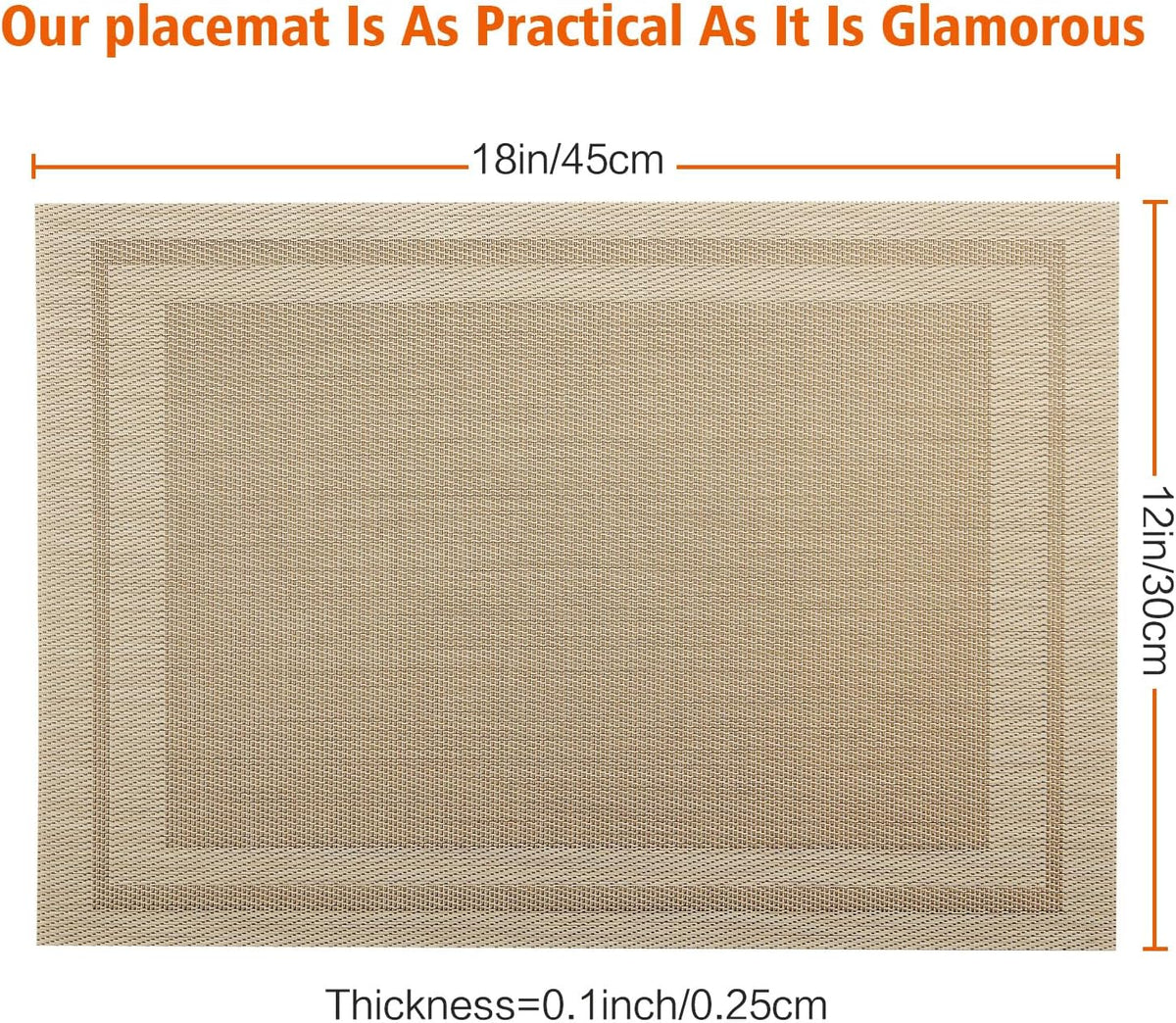 Beige Vinyl Placemats Set of 6,Washable Dining PVC Table Mats