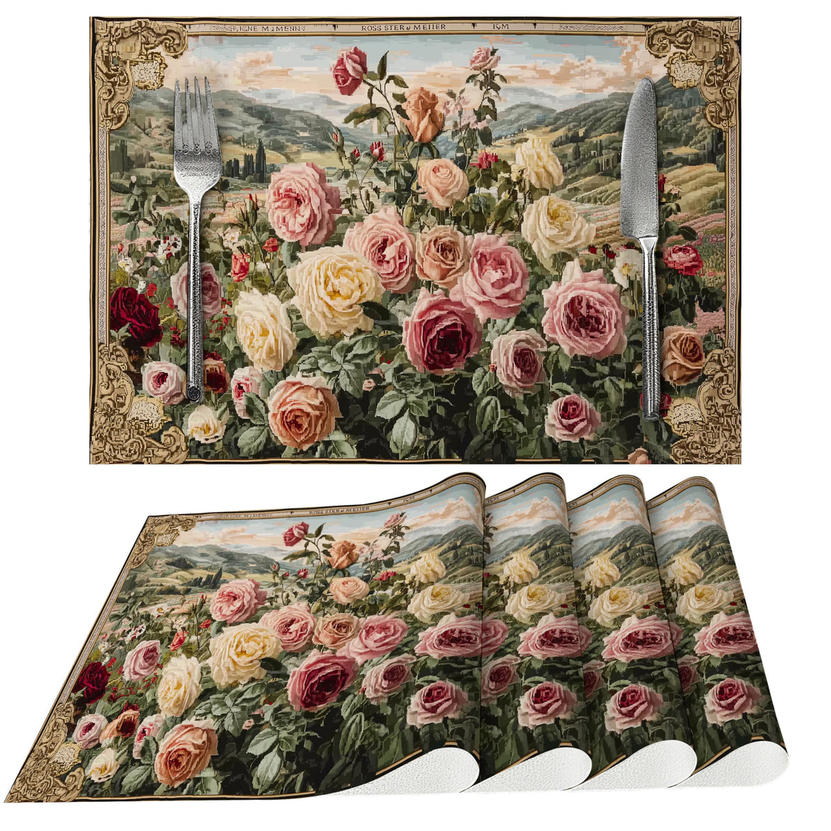 Fruits Placemats Set of 4 Washable Table Place Mats for Dining Kitchen Party Decor