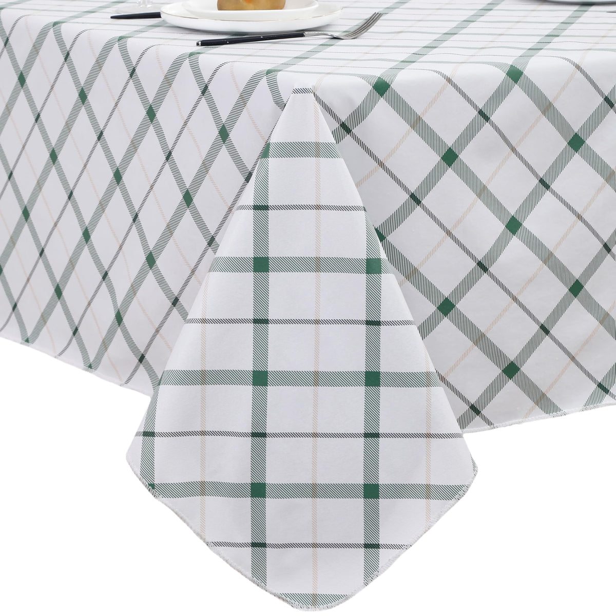 Heavy Duty Vinyl Tablecloth with Flannel Backing Waterproof Oil-Proof Plastic Table Cloth Stain-Resistant Wipeable Rectangle or Square Table Cover for Indoor and Outdoor (Color Checkered,54x54 Inch)