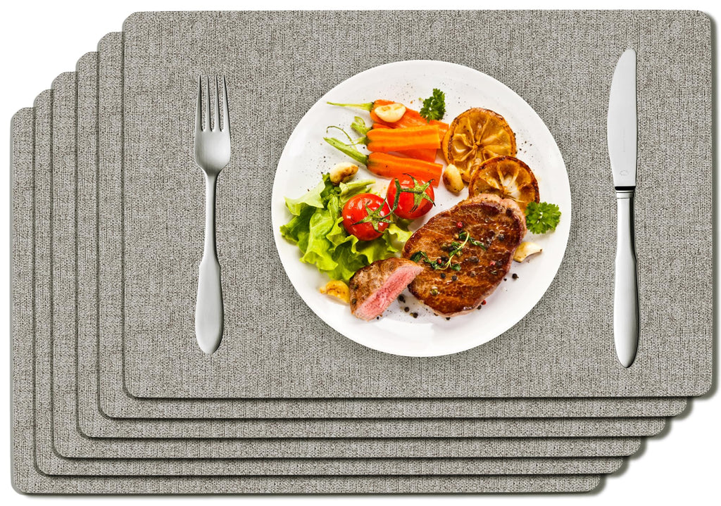 DOLOPL Placemats Set of 6, Reversible Faux Leather Place Mats, Navy Blue