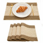 Artoid Mode Dark Green Paper Woven Stripe Placemats Set of 4-12x18 Inch