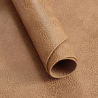 MOSAYT Vinyl Faux Leather Oval Placemats, Set of 6, Reddish Brown