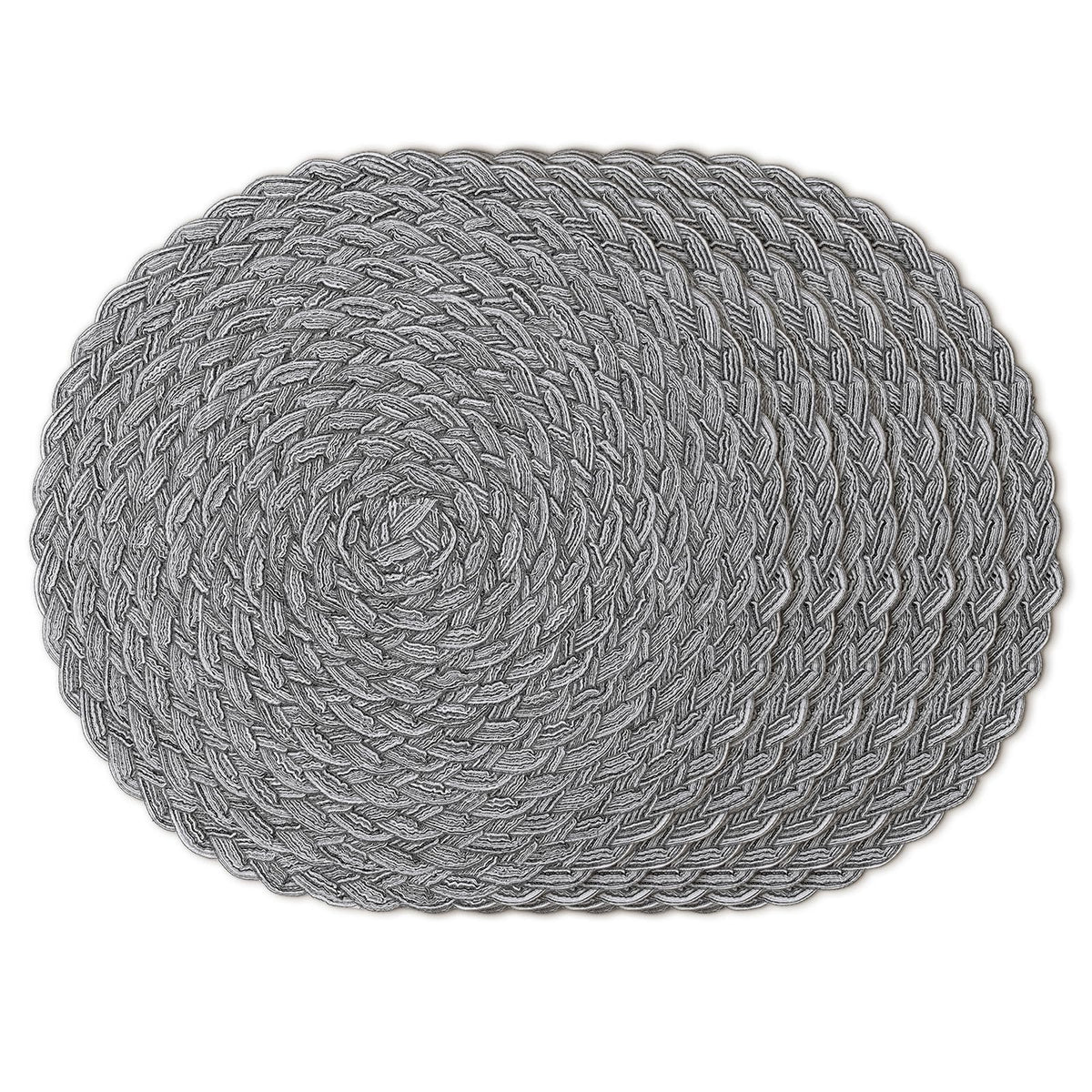 Topotdor Round Placemats Set of 6,Washable Woven Table Mats,Pink