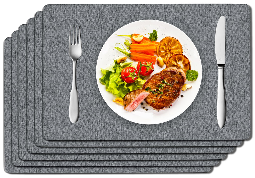 DOLOPL Placemats Set of 6, Reversible Faux Leather Place Mats, Navy Blue