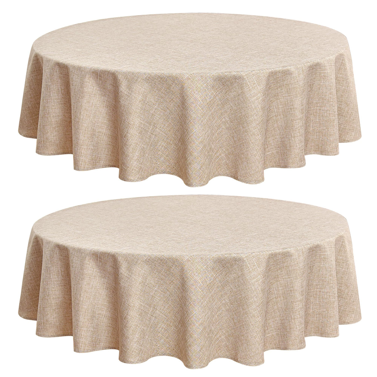 Fitable Nature Faux Linen Tablecloths Rectangle 60 x 84 Inch - 2 Pack Neutral Table Clothes for 4-6 Foot Tables, Wrinkle-Proof Faux Burlap Table Cover for Dining, Farmhouse, Outdoor Picnic, Camping