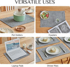 Softalker Faux Linen Cloth Placemats Set of 4-12 x 18 Inch, Light Grey