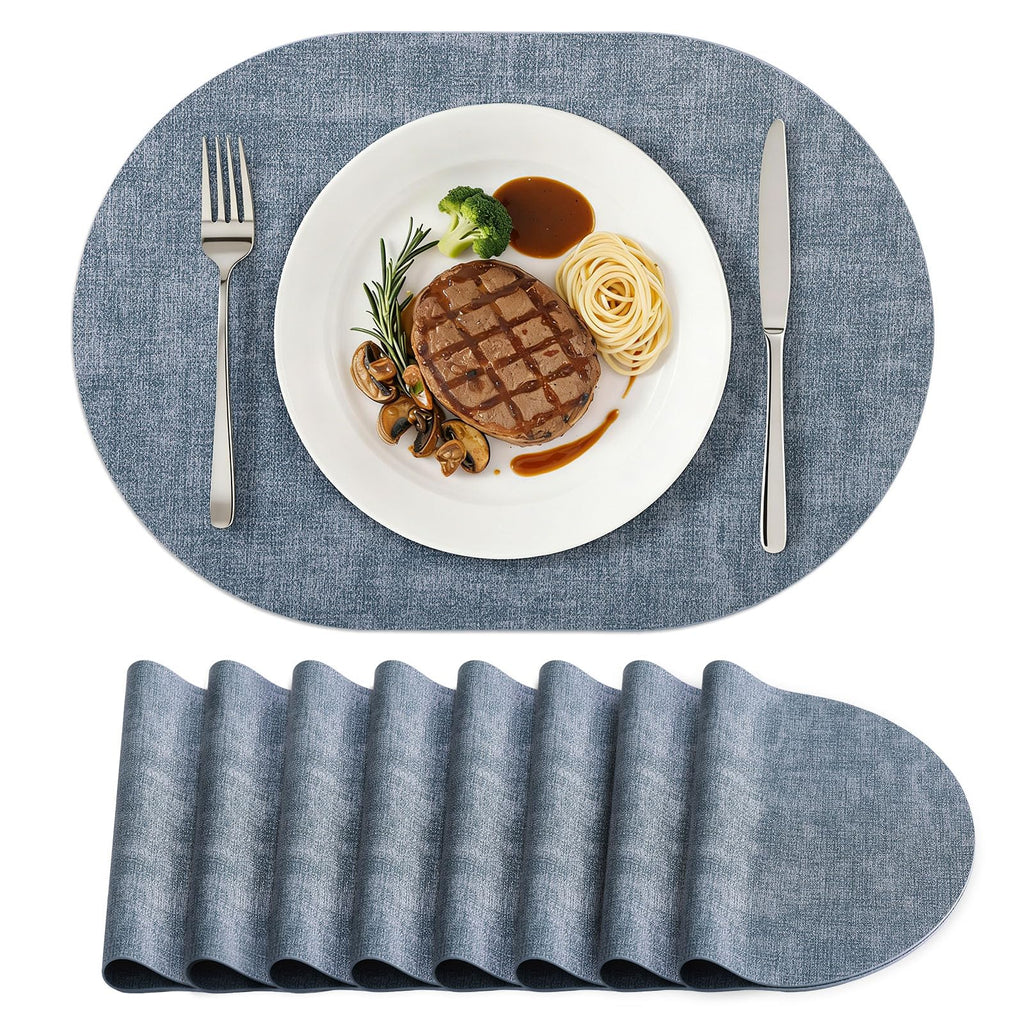 homing Heat Resistant Oval Placemats Set of 6, Light Grey