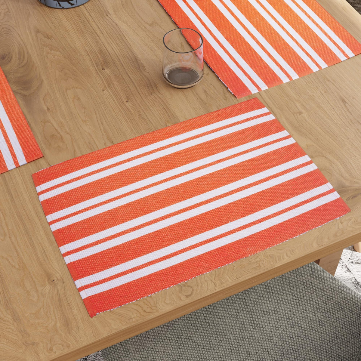 Encasa XO Placemats, Fine Ribbed Cotton Table Mats 19"x13"
