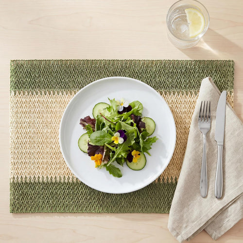 Artoid Mode Dark Green Paper Woven Stripe Placemats Set of 4-12x18 Inch