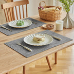 Softalker Faux Linen Cloth Placemats Set of 4-12 x 18 Inch, Light Grey