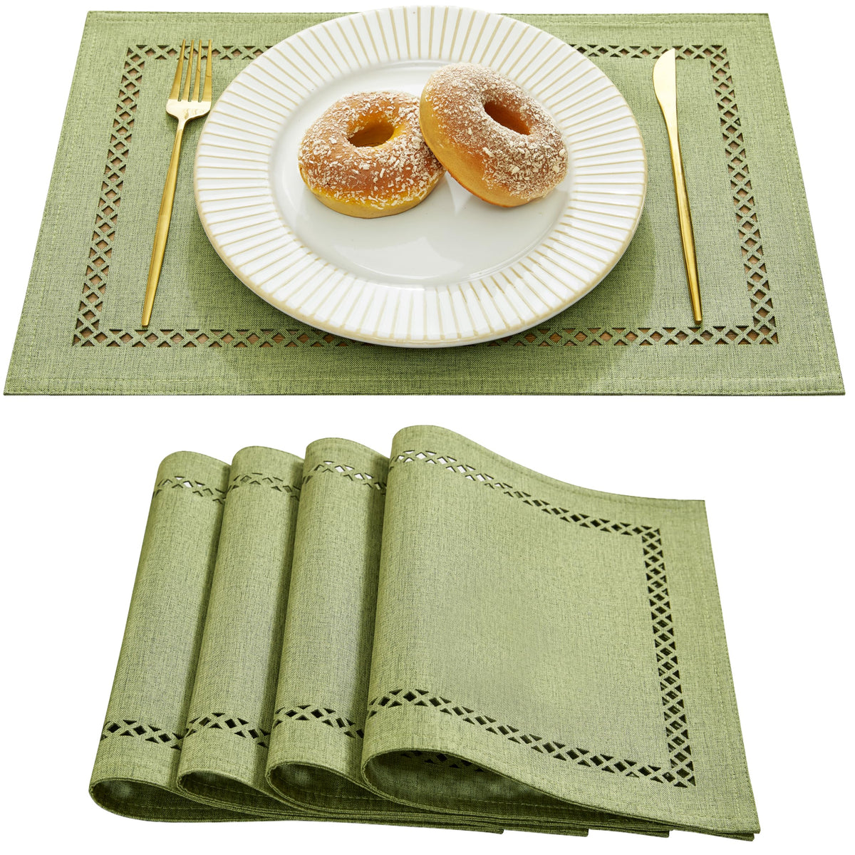 Orange Burlap Place Mats, Fall Placemats Set of 4, 12 x 18 Inch