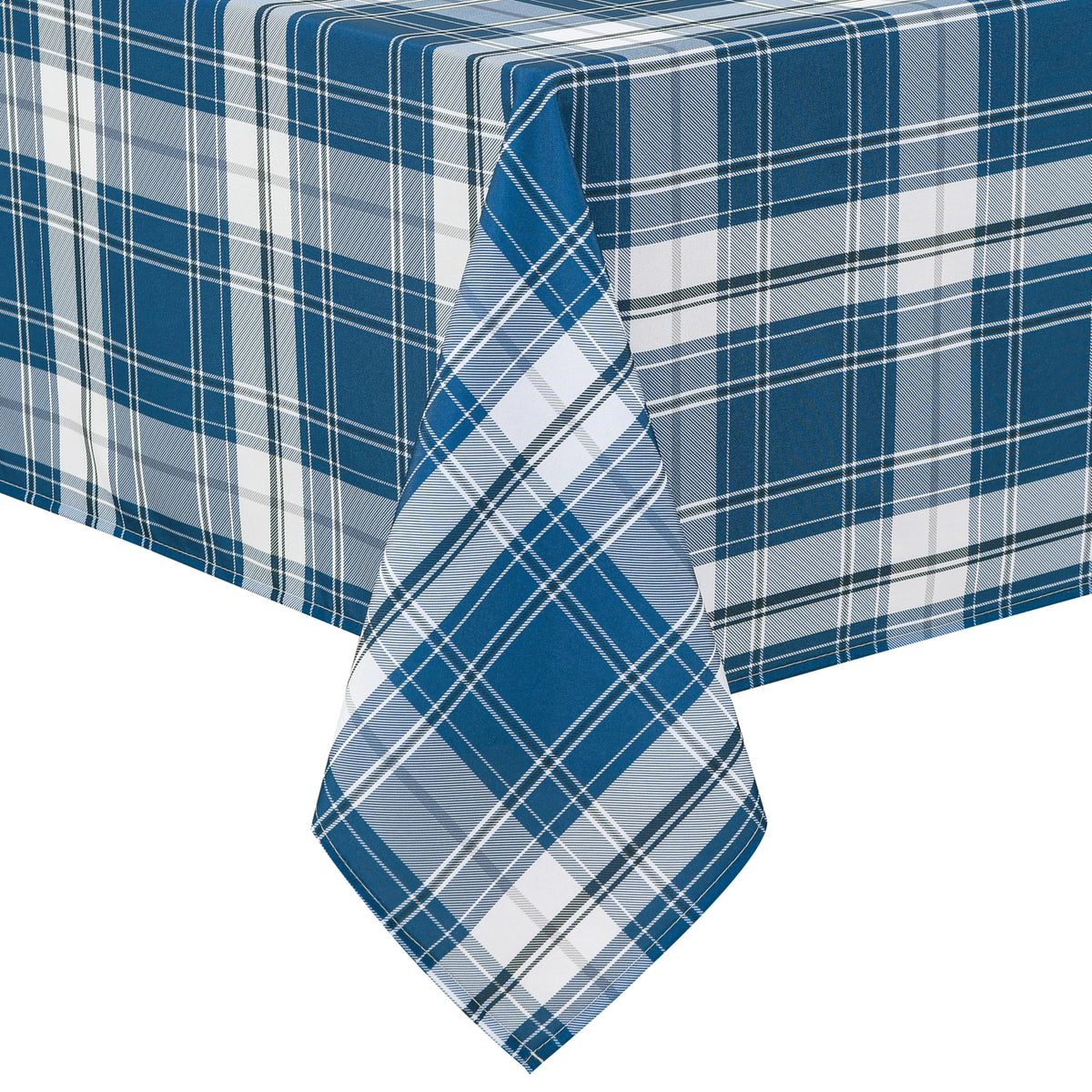 Hiasan Printed Gingham Tablecloth 90 Inch Round Waterproof, Khaki