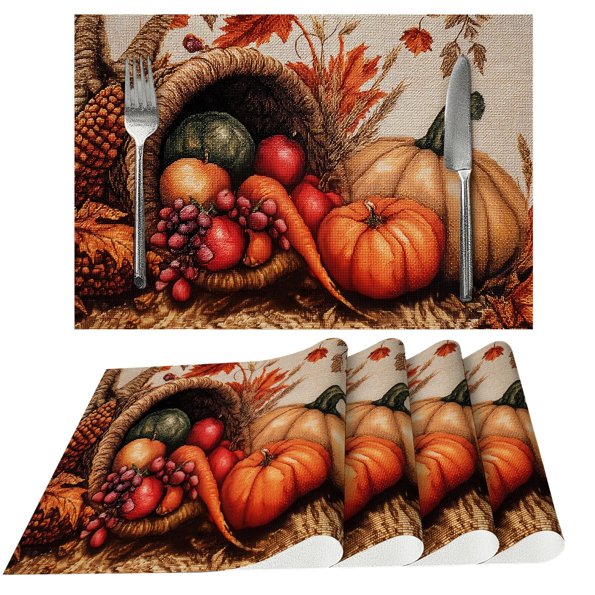 Fruits Placemats Set of 4 Washable Table Place Mats for Dining Kitchen Party Decor
