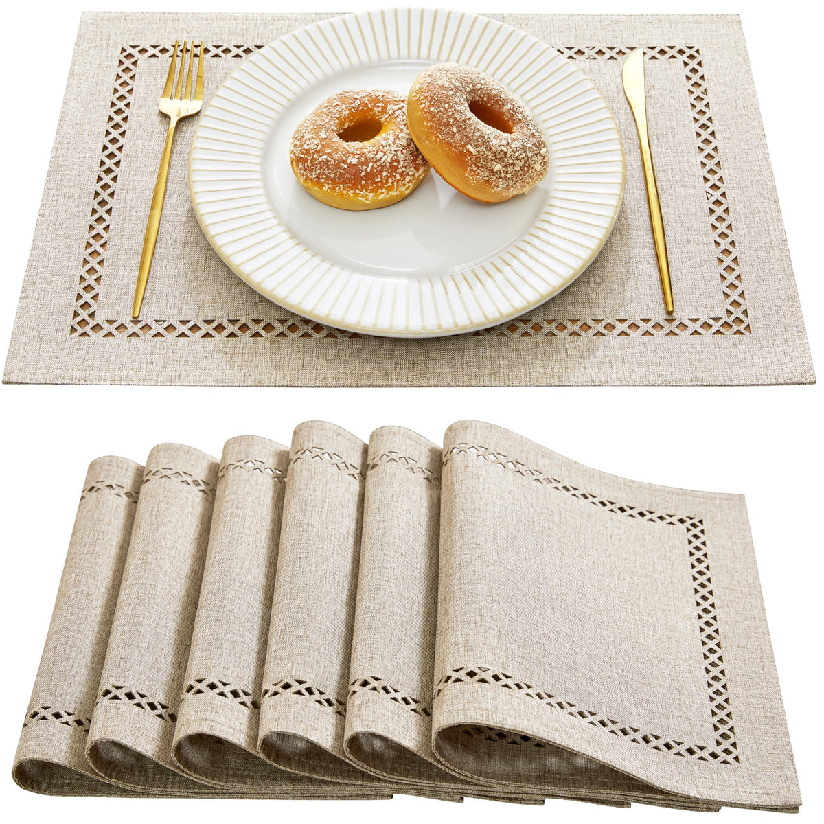 Orange Burlap Place Mats, Fall Placemats Set of 4, 12 x 18 Inch